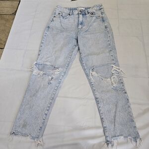 Garage Mom Jeans Womens Sz 7/28 Destroyed Fit High Rise Mom Straight